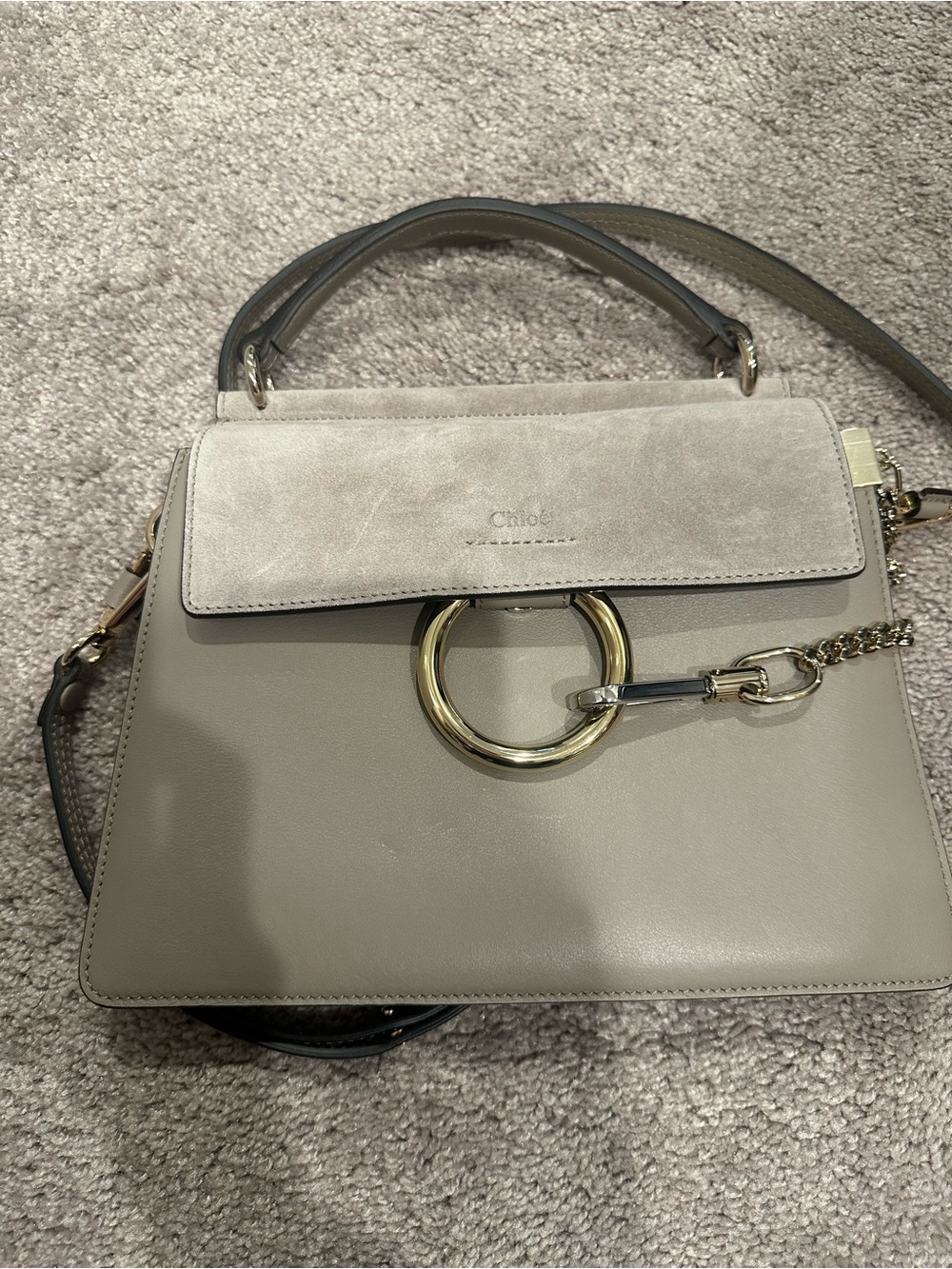 Chloé Faye Gray Leather Mini Crossbody Bag - Picture 2 of 5
